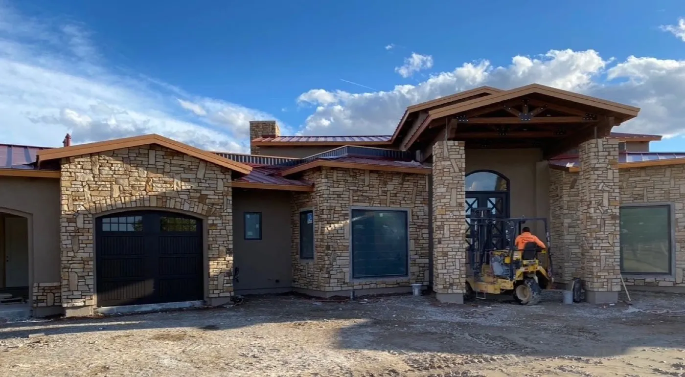 Custom Las Vegas home with full stone veneer exterior by Ram Masonry